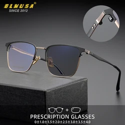 BLMUSA Men Retro Luxury Titanium Photochromic Glasses Frame Anti Blue Light Reading Glasses Customizable Myopia Optical Glasses