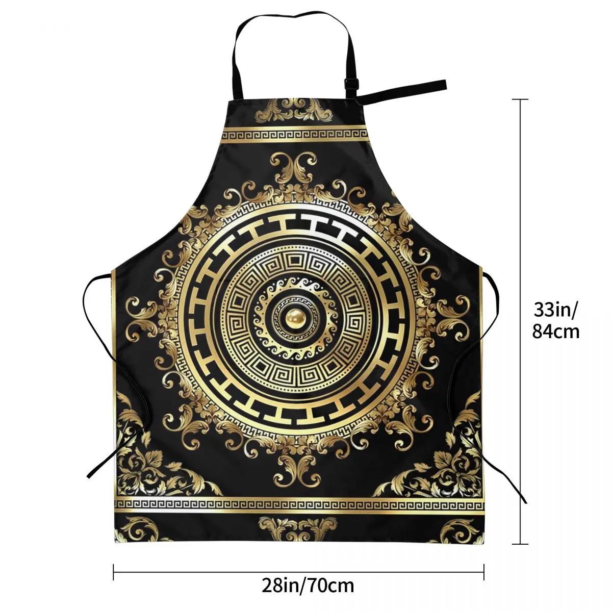 المفاتيح اليونانية الذهب الأسود ميدالية متعرج الباروك مآزر الشيف الطبخ المطبخ Tablier تنظيف المطبخ بينافور للنساء الرجال #3