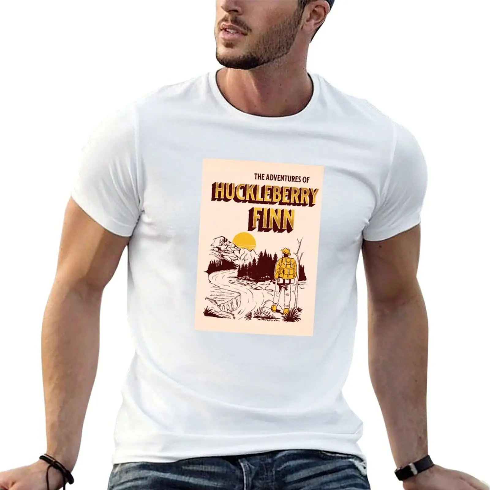 

Finn 100% Huckleberry Mark Cover Adventures - t Book shirts cotton Art T-Shirt Twain Of The