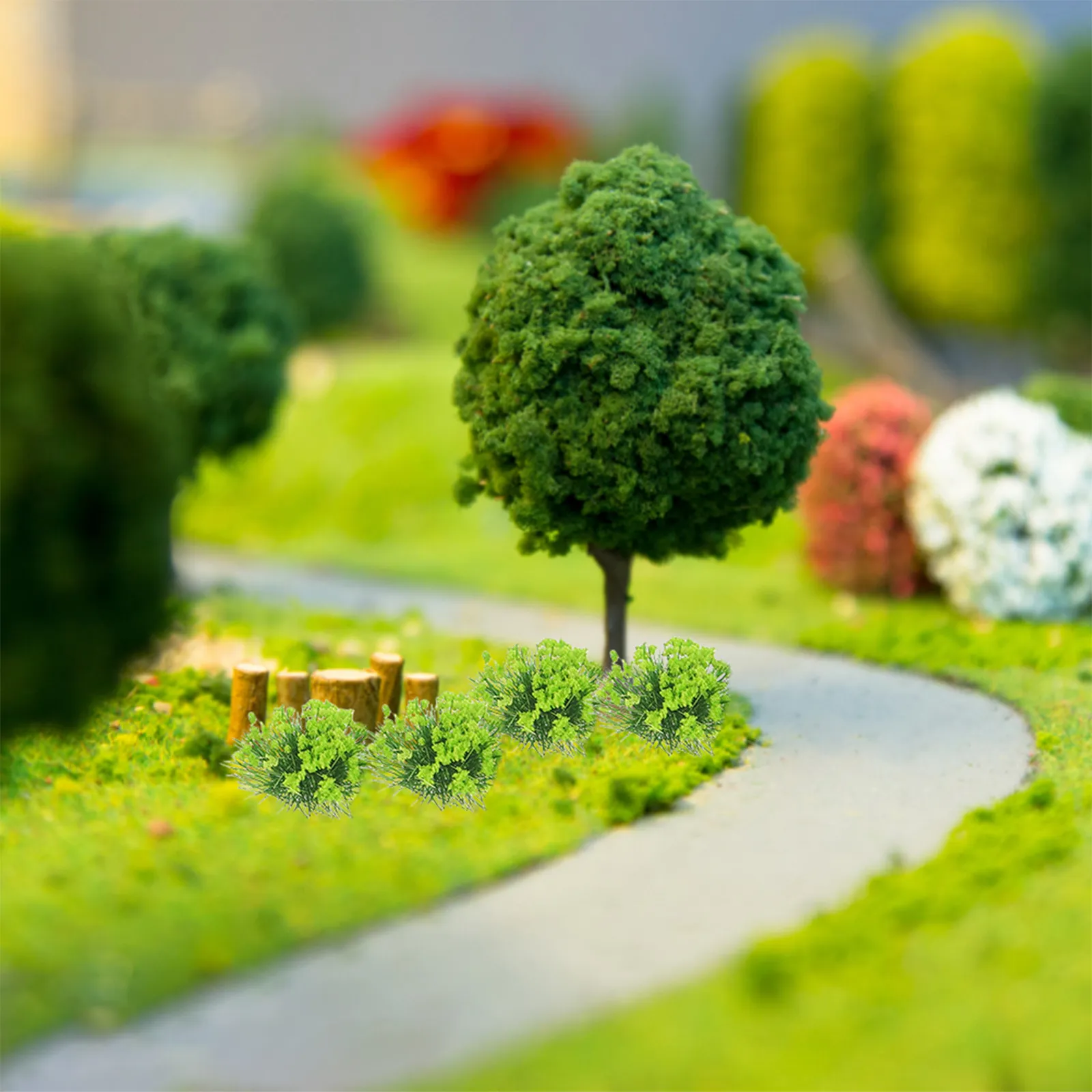 

4Pcs Realistic Simulation Flower Clusters Miniature Grass Tuft for Micro Landscape DIY Mini Garden Sand Table Decor Artificial