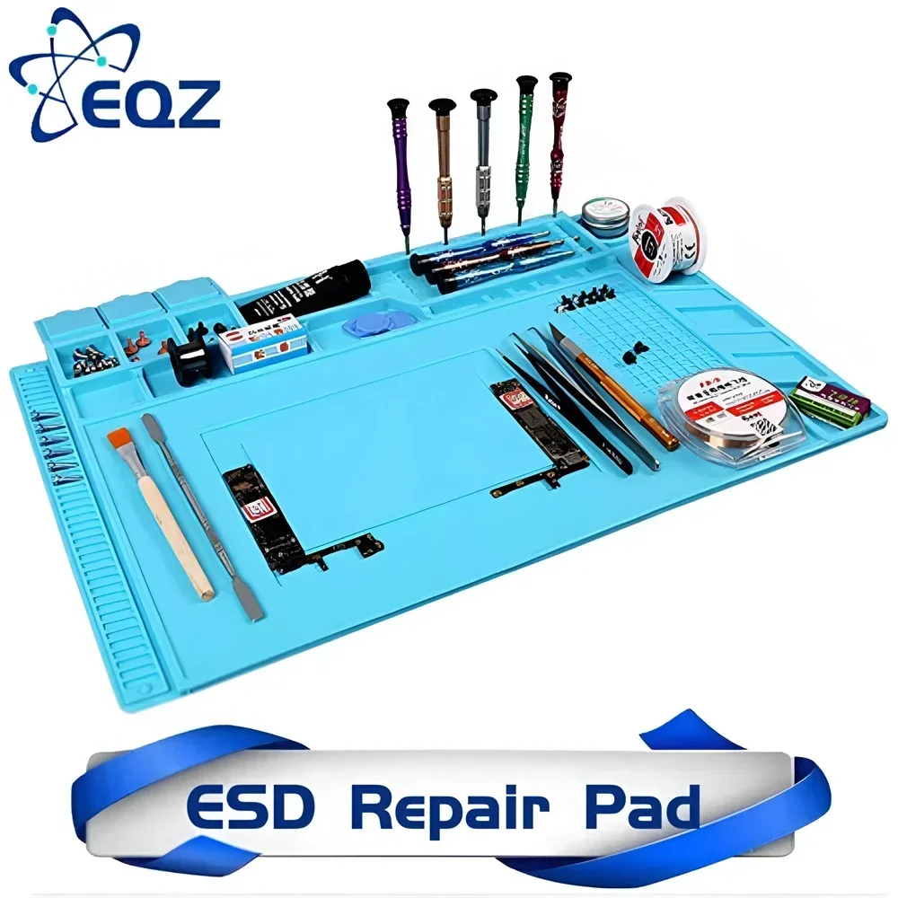 Magnetic Mat Silicone Repair Mat Circuit Board Soldering Pad Heat Resistant 932°F Anti-Static for ESD Iron Phone Repair