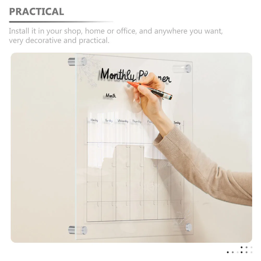 

1 set 1 Set Wall-Mounted Acrylic Memo Board Transparent Message Sign Hanging Erasable Writing Board Office Home Decor Organizer