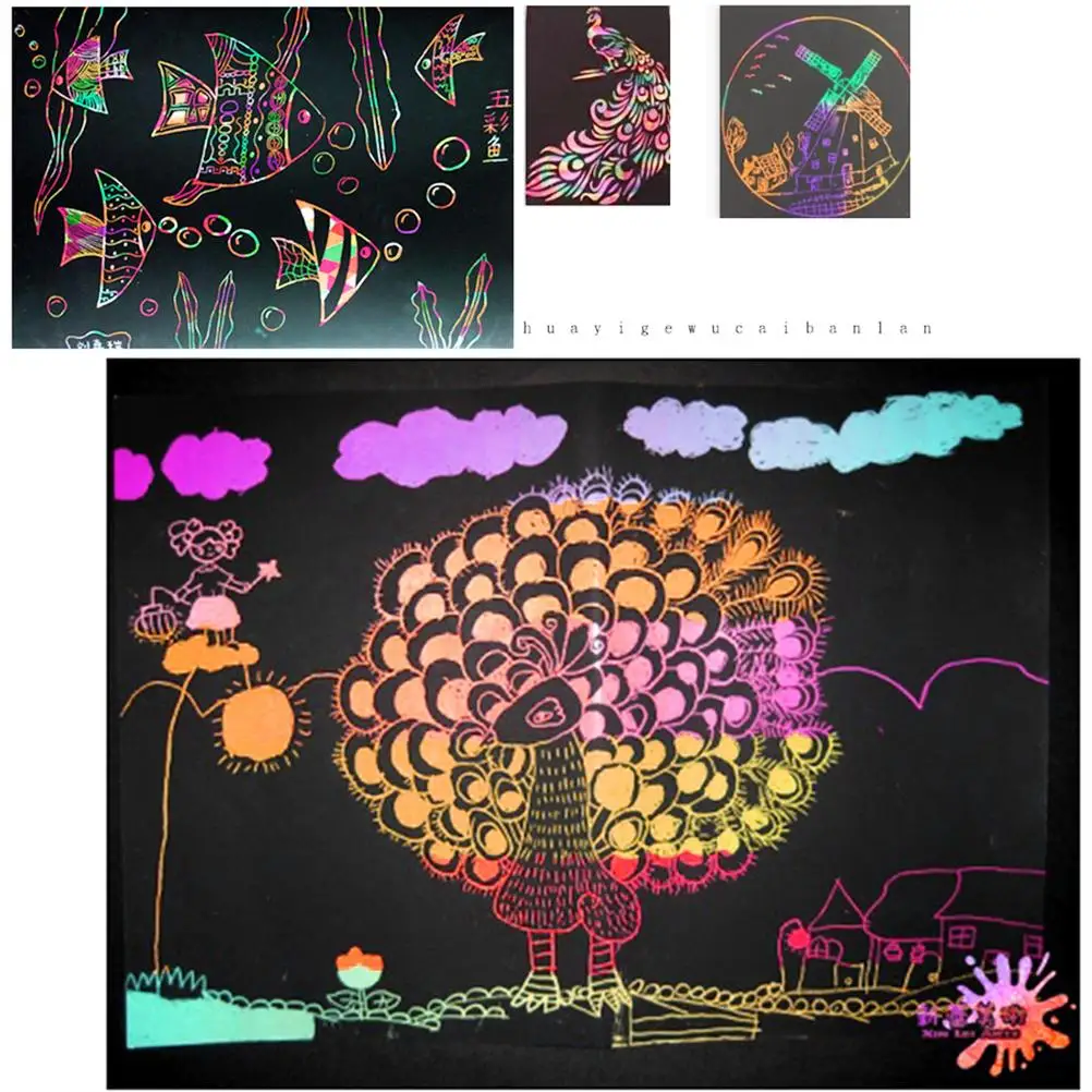 Colorful Scratch Sheet Safe and Tasteless Easy  Environment Friendly Scratch Paper Set for Festival Decoration