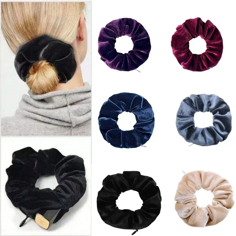 1 قطعة محمولة حقيبة تخزين ربطة شعر سرية آمنة للرؤية المخفية مع سحاب إخفاء مفتاح النقدية مجوهرات إكسسوارات الشعر #6