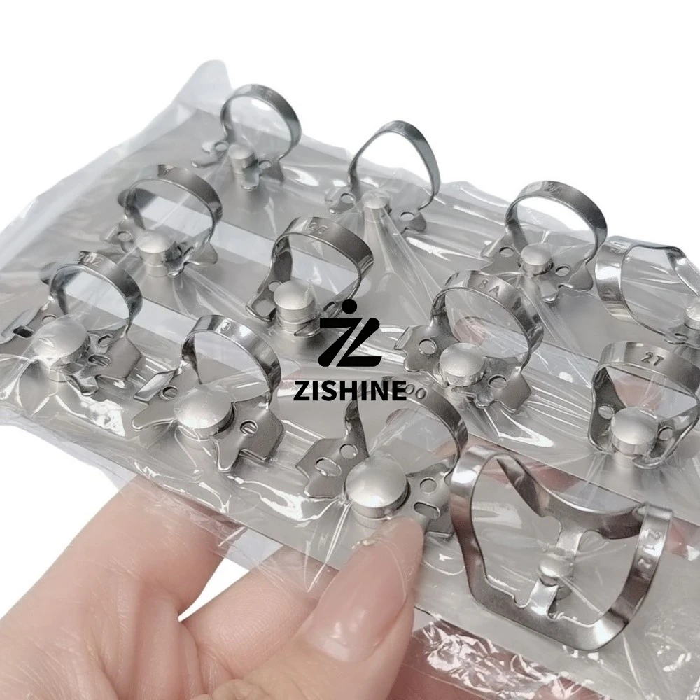 Stainless Steel Dental Rubber Dam Clamps Set 12 Pcs and Separate Storage Tray Autoclavable Teeth Care Tool for Clinic