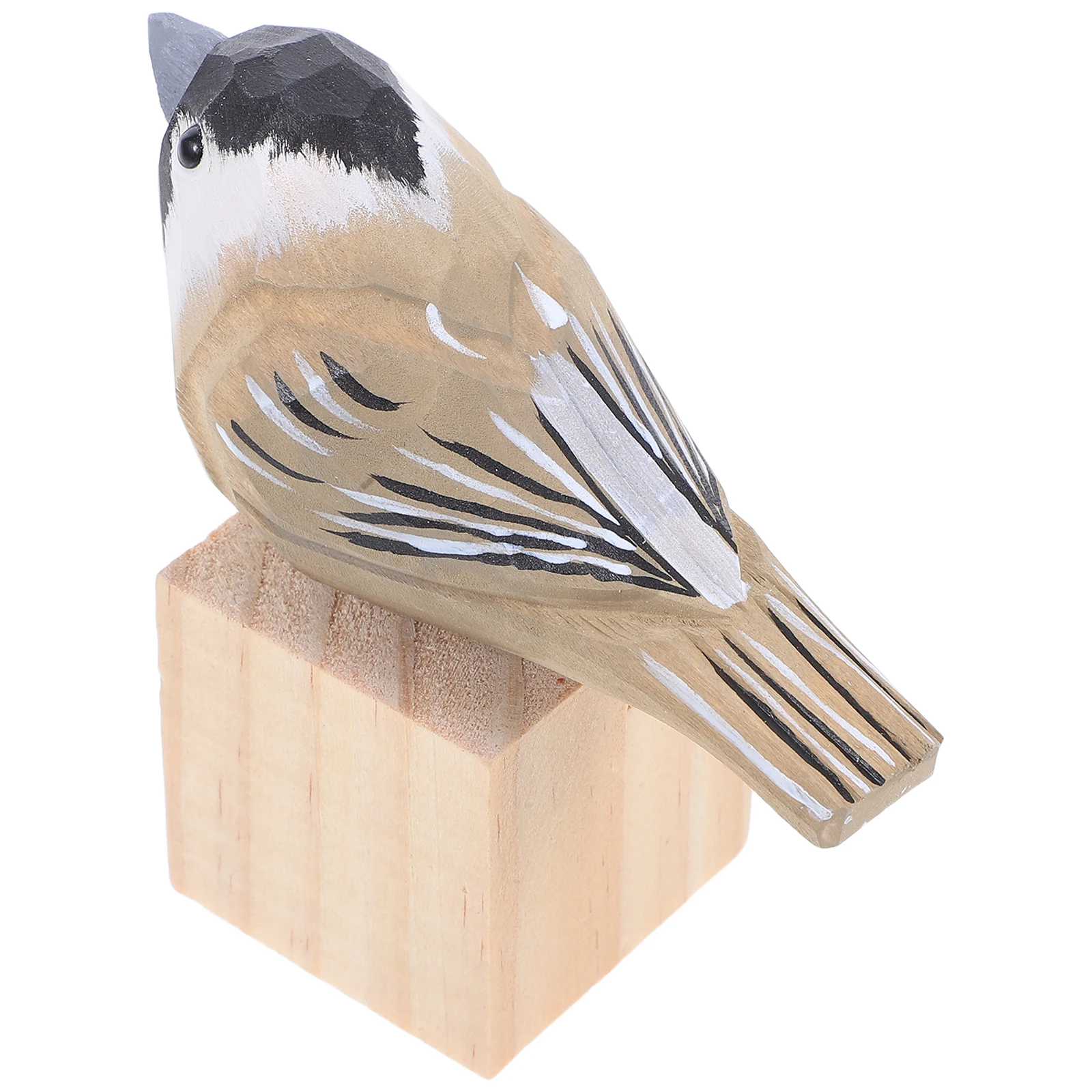 

Hand-Carved Wooden Sparrow Bird Sculpture Small Wood Statue Natural Finish Home Decoration Wood Carving Ornament
