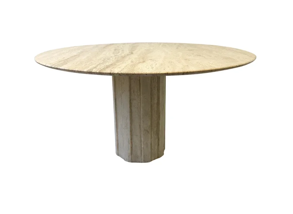 

Italian travertine dining table natural travertine light luxury villa living room home round table