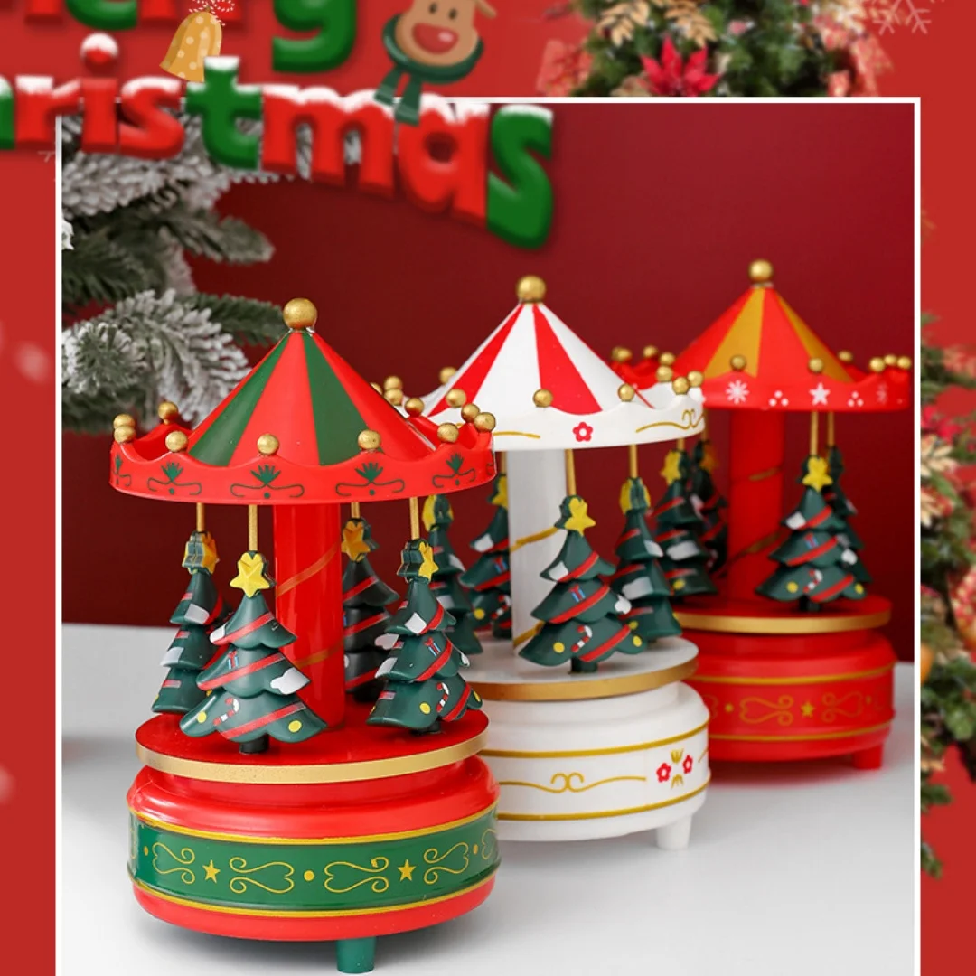 

Праздничное вращающееся музыкальное украшение для рождественской елки, музыкальная шкатулка с ручным управлением, праздничное украшение для семейных встреч, подарок