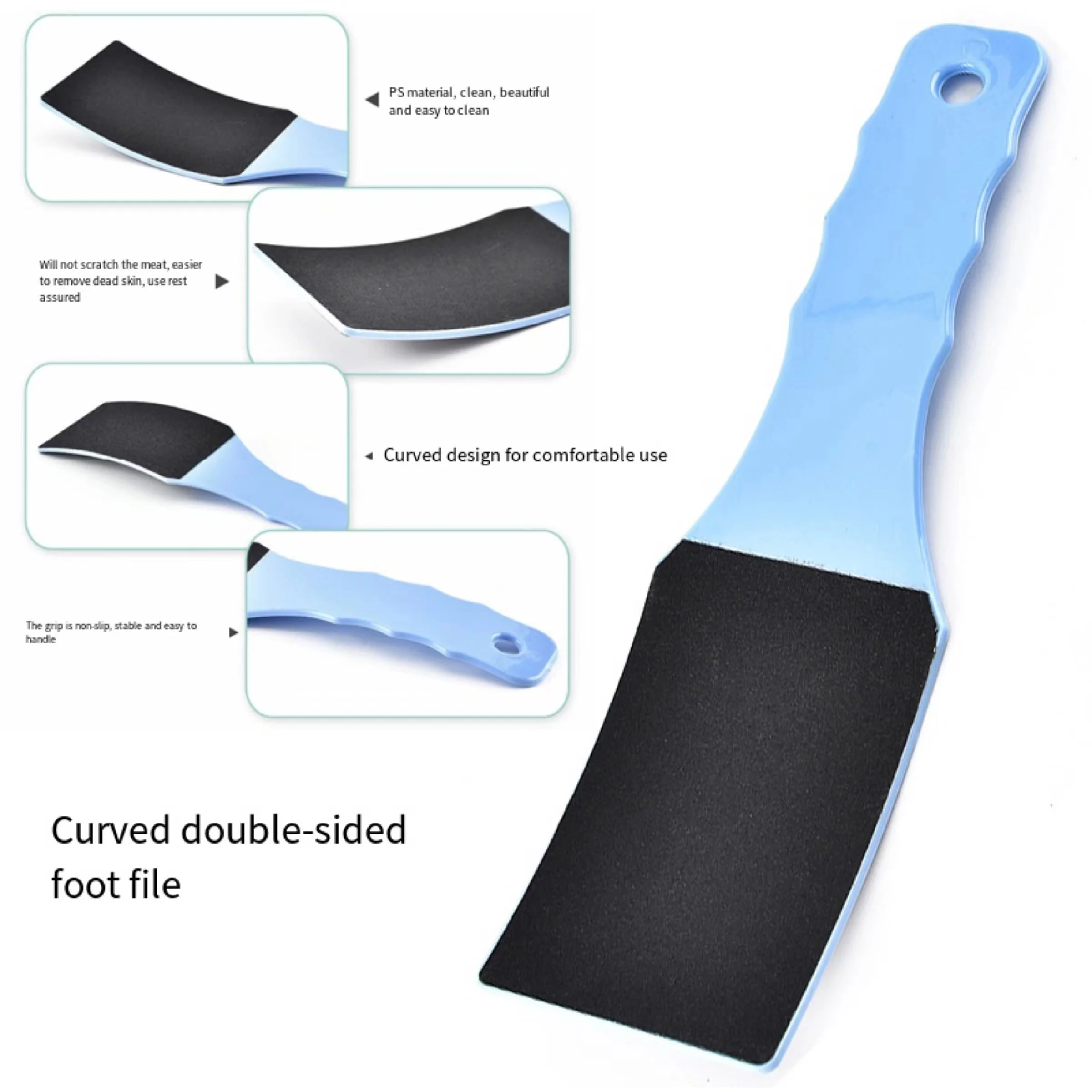 Dubbelzijdige voetvijl in willekeurige kleur - kalebasvormige puimsteen en eeltverwijderaar, professioneel pedicurehulpmiddel voor dode huid
