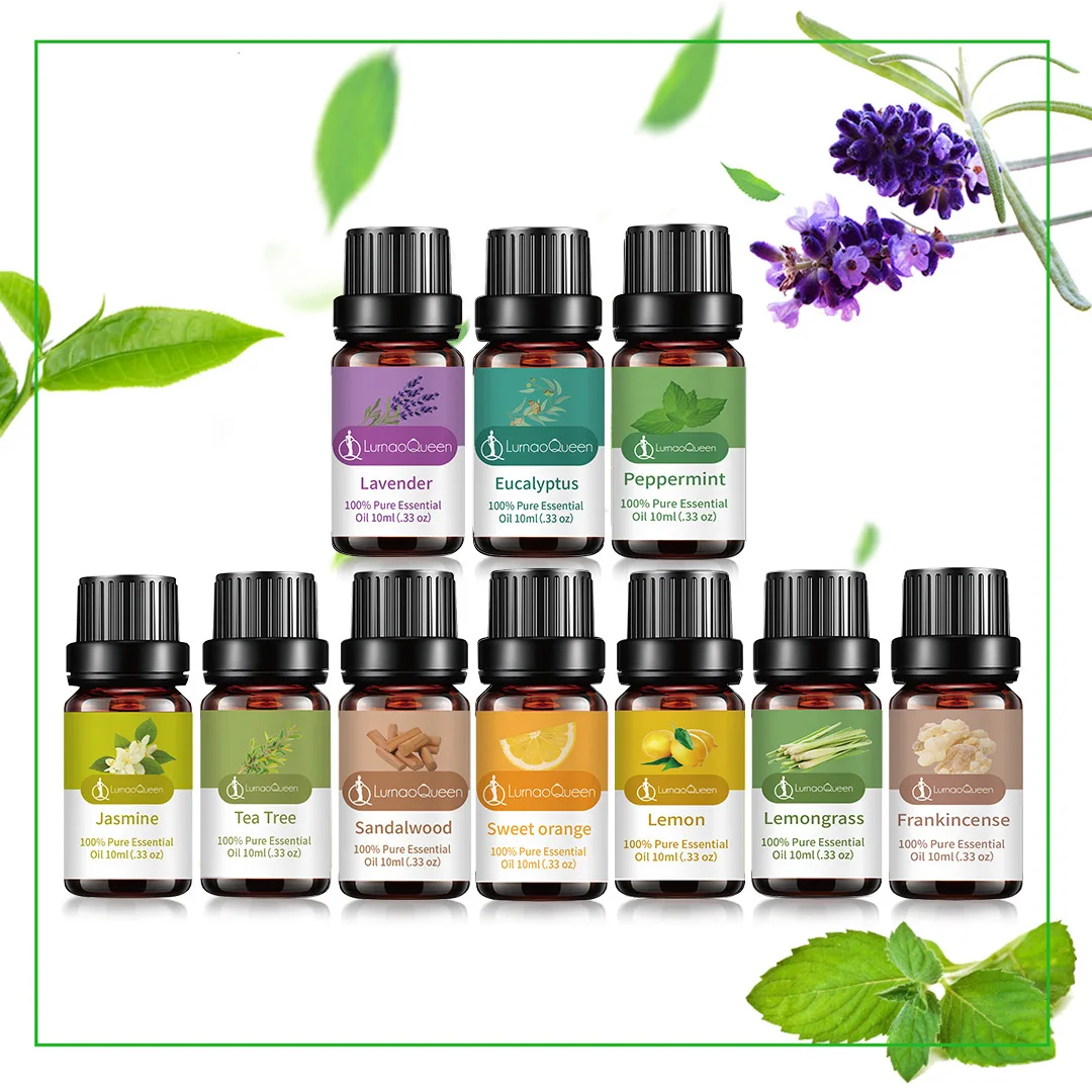 Óleo essencial puro conjunto 100% plantas naturais para massagem spa aromather vela sabão brilho labial