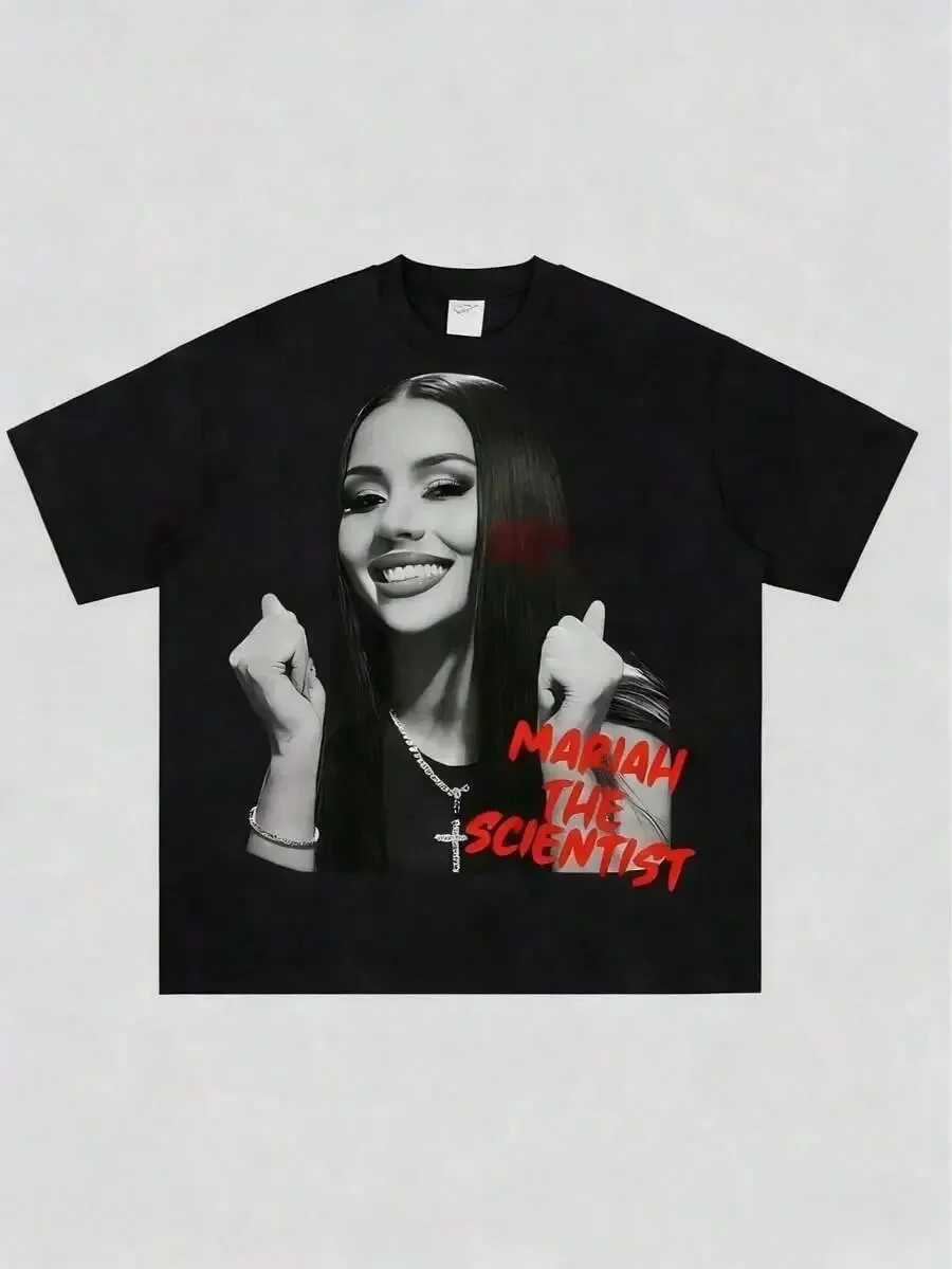 Mariah The Scientist Portrait T-shirt Men Women Vintage R&B Singer Graphic Crew Neck Loose Short Sleeve Tee Streetwear Tops
