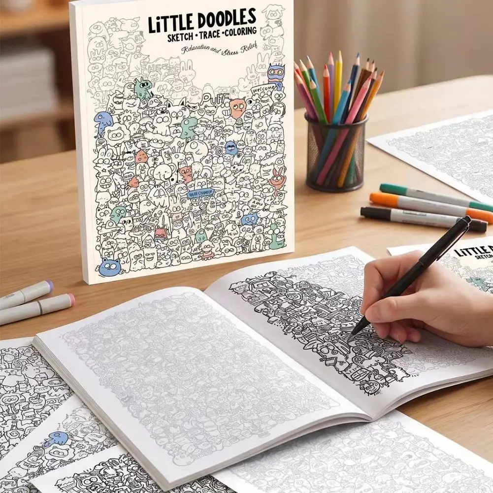 1PC Decompression Graffiti Book Containing Exquisite Graffiti Patterns Relaxing Sketch Trace & Color Book to Provide Creativity