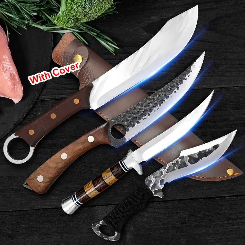 Forged Kitchen Knives Stainless Steel Butcher Cleaver Meat Beef Chicken Chef Boning Knife Sharp Fishing Cooking Utility Knives