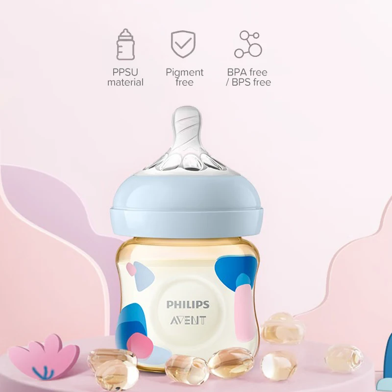 زجاجة أطفال من Philips Avent PPSU خفيفة الوزن ومضادة للسقوط لحديثي الولادة سعة 125 مل لحلمة زجاجة الأطفال بعمر 0 شهرًا