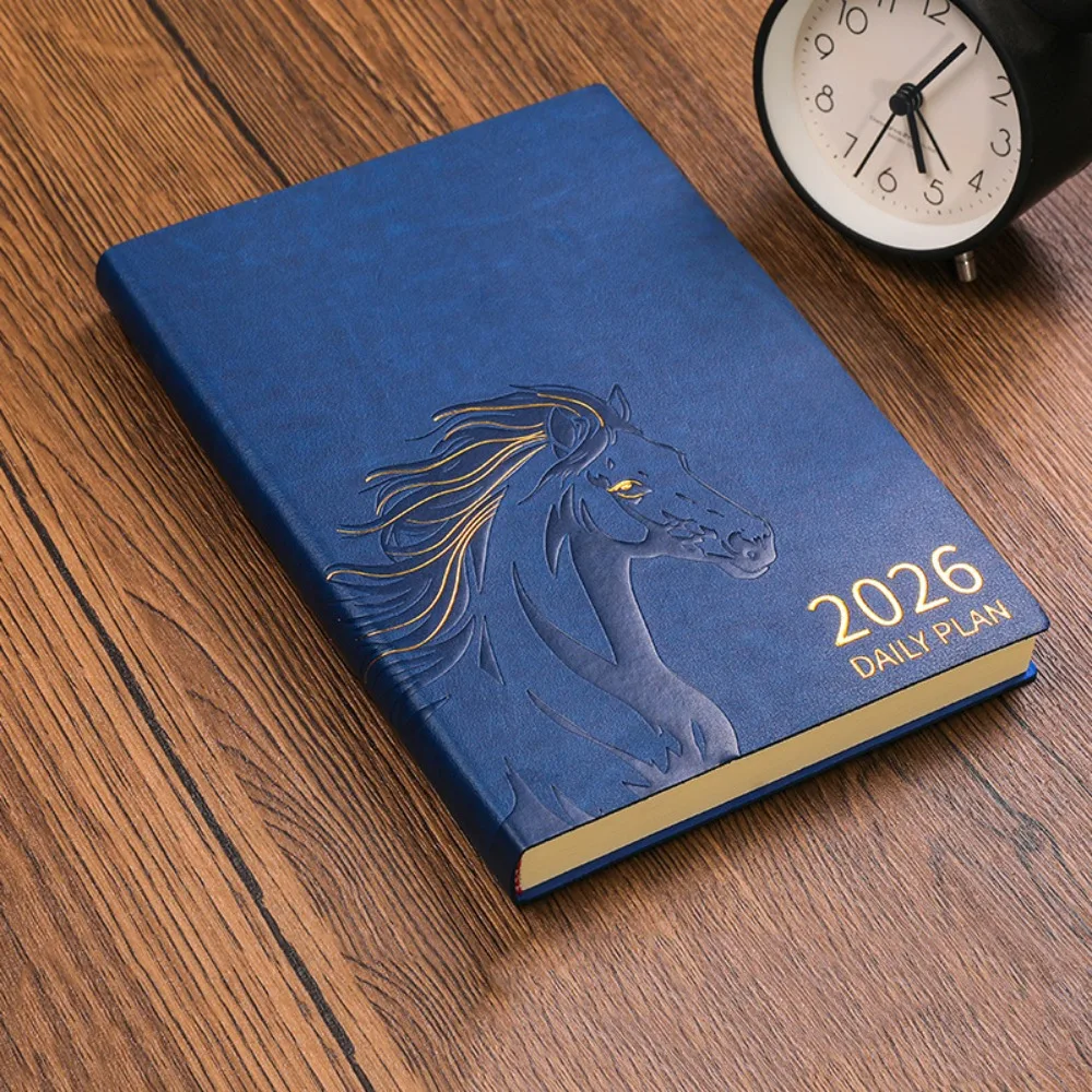 

Pu Leather 2026 Schedule Planner Notepad Wear-resistant Bookmark A5 Agenda Planning Notebook Simple 12 Months