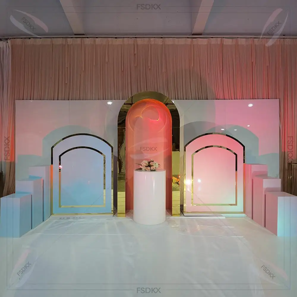 

Factory Direct Golden Mirror Giant Backdrop Top Sale Larger Wedding Tent Backdrop Custom Size Wedding Stage Backdrop