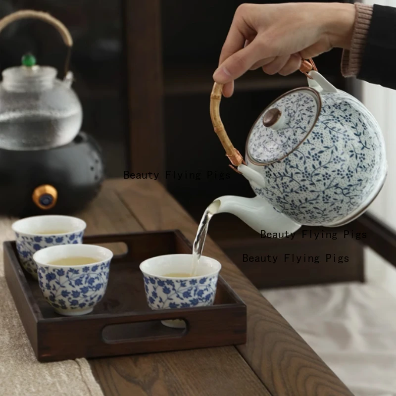 1100ml ceramic teapot Ceramic Japanese style tea pot With filter screen Tea set accessories Household tea room utensils