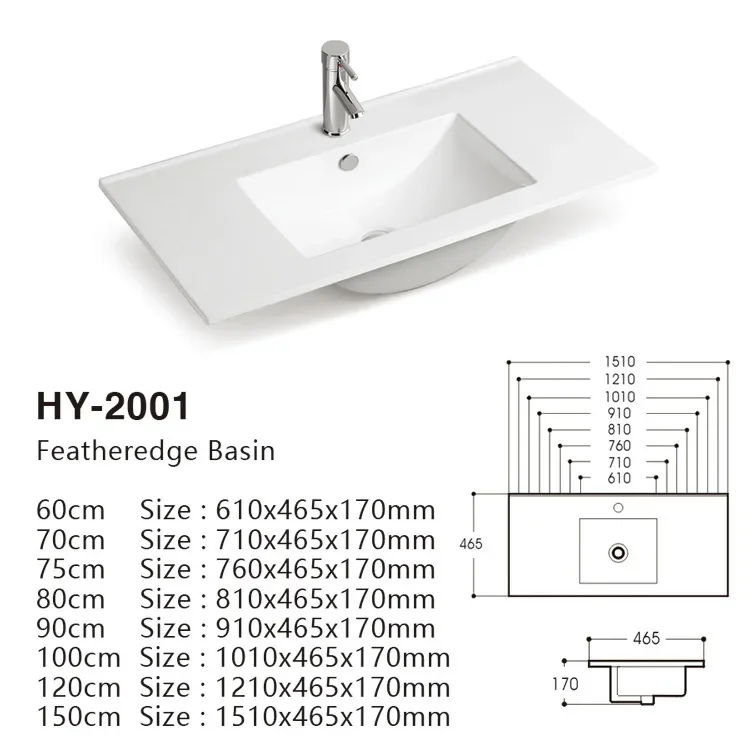 Ceramic wash Thin edge basin Bathroom cabinet Ceramic integrated  Easy to clean Glazed table  CE certification