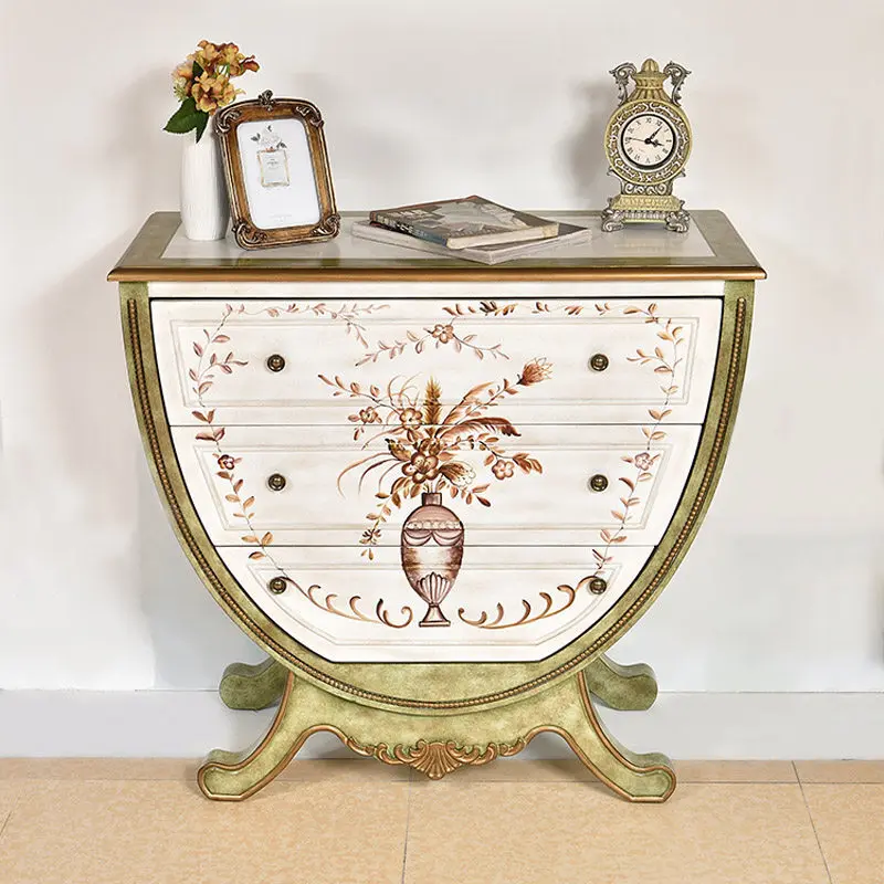 American retro U-shaped three-bucket cabinet aisle solid wood drawer storage cabinet
