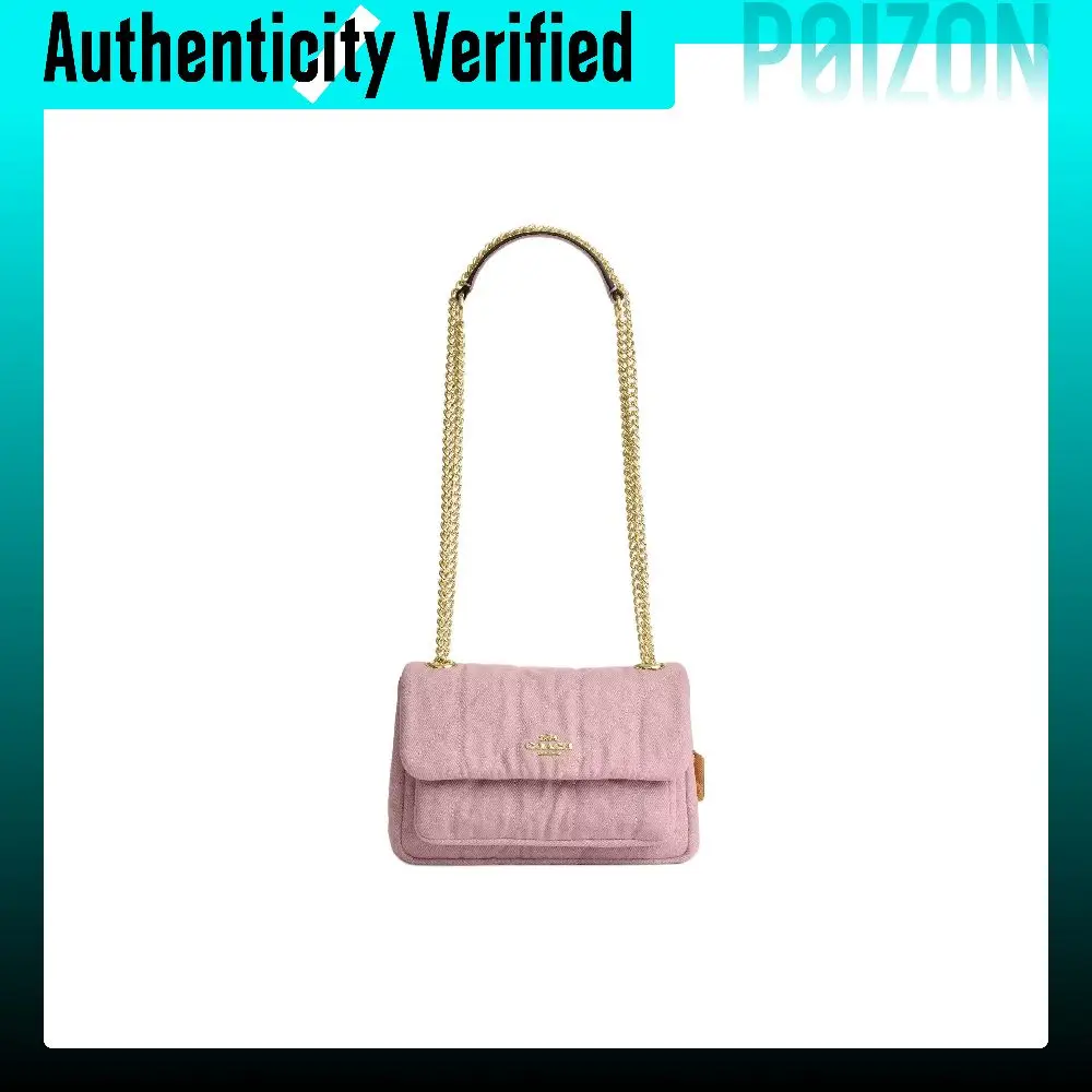 COACH Denim With Leather Shoulder Bag Crossbody Bags Women's Light Pink CEU17-IMNH1