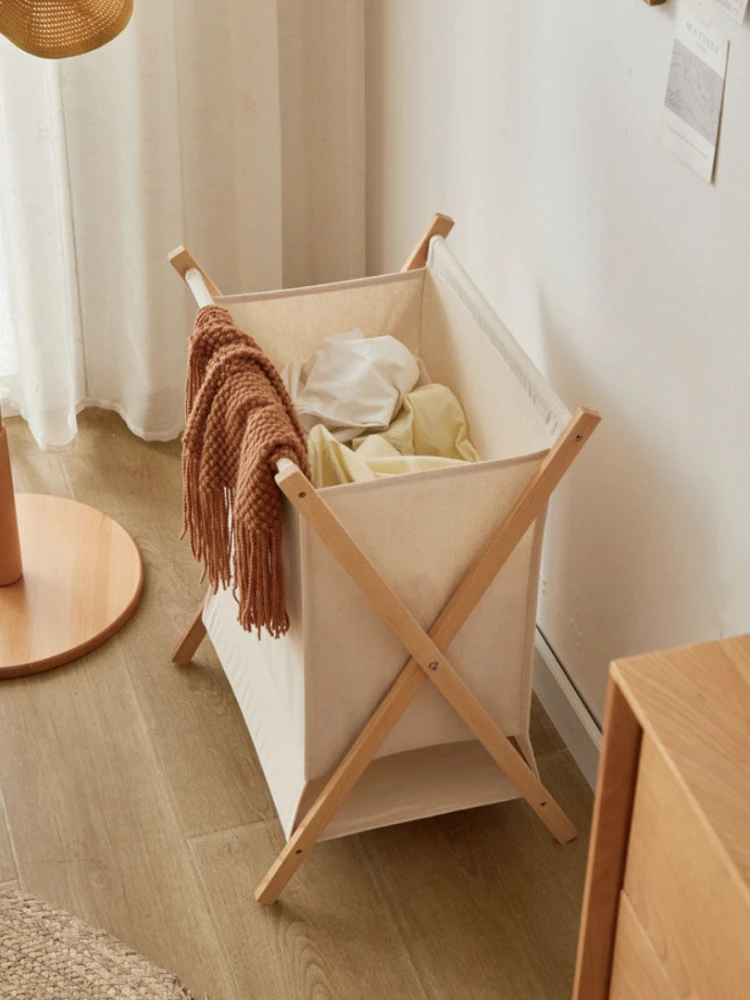 Folding Dirty Clothes Storage Basket Laundry Basket Home Bamboo Wood Laundry Portable Multifunction Bathroom Clothes Bucket