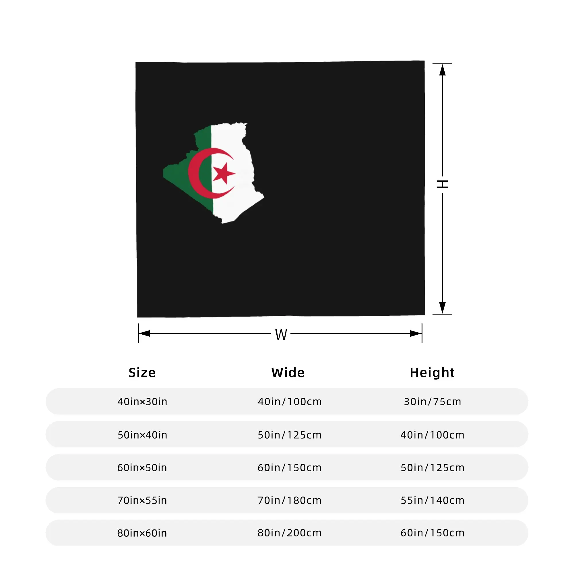 بطانيات وجه بعلم خريطة الجزائر، بطانيات رمي دافئة رائعة من القطيفة لأريكة السرير للخريف/الشتاء #4