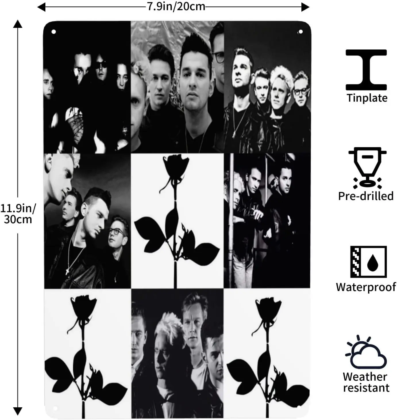 TUNLEY Depeche Rock Mode Band Metal Signs Wall Art Decor Tin Sign for Outdoor & Indoor Wall Decor Home Bar Garage 8x12 inch