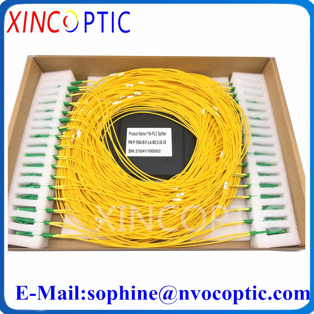 

FTTH GEPON 1*64 ABS Box Optical PLC Splitter​,64Ch Fiber Optic FBT Coupler 2.0mm,G657A1,1.5M​,With LC/ST/FC/SCAPC Connector