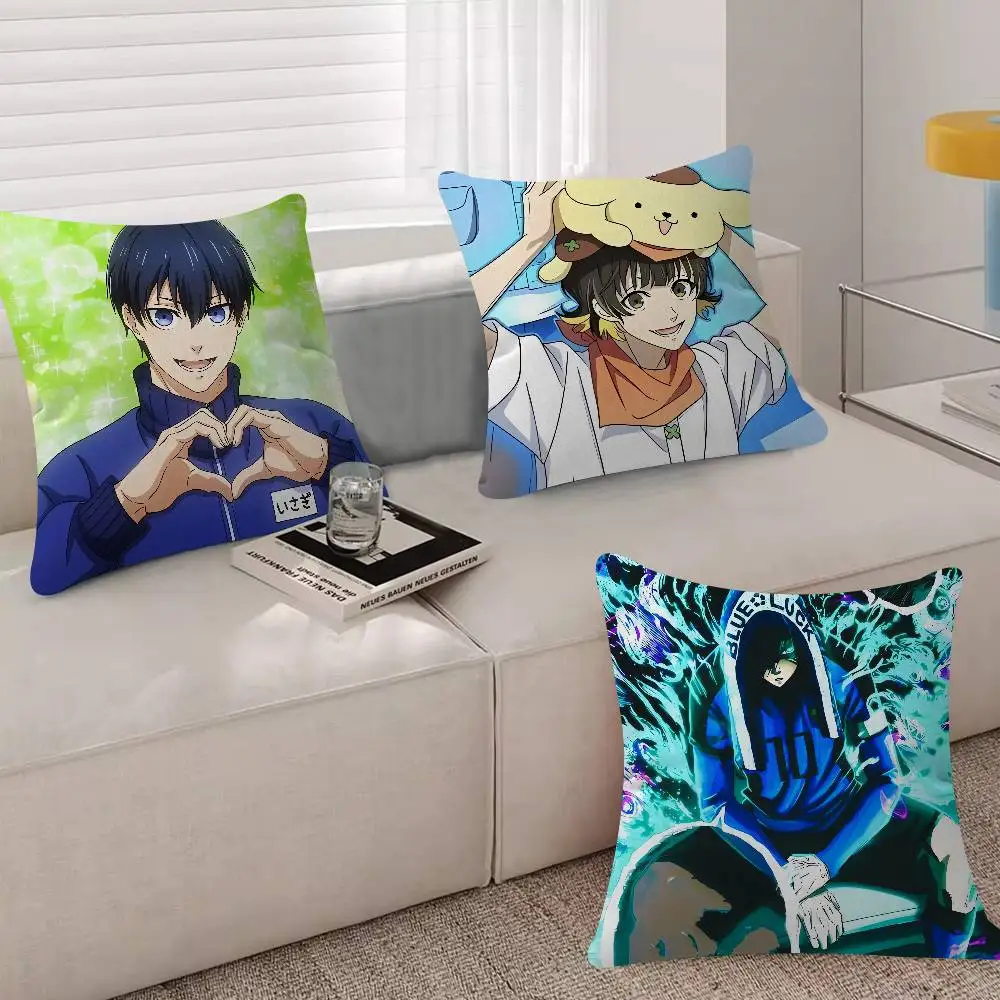 B-BLUE Anime LOCK Pillow Case Plush Fabric Soft Double Sided Print Sofa Cushion Cover Throw Pillow Covers