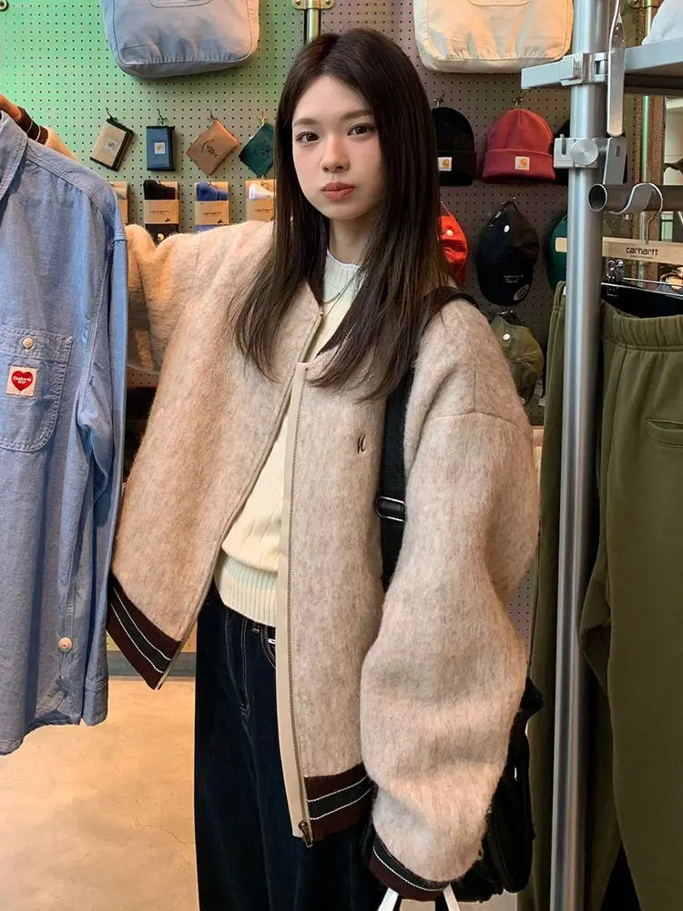 

Women'S Insulated Bomber Jackets Plus Size Woman Clothing Suede Effect Western Style Ladies Casual Front Pocket Button Pure