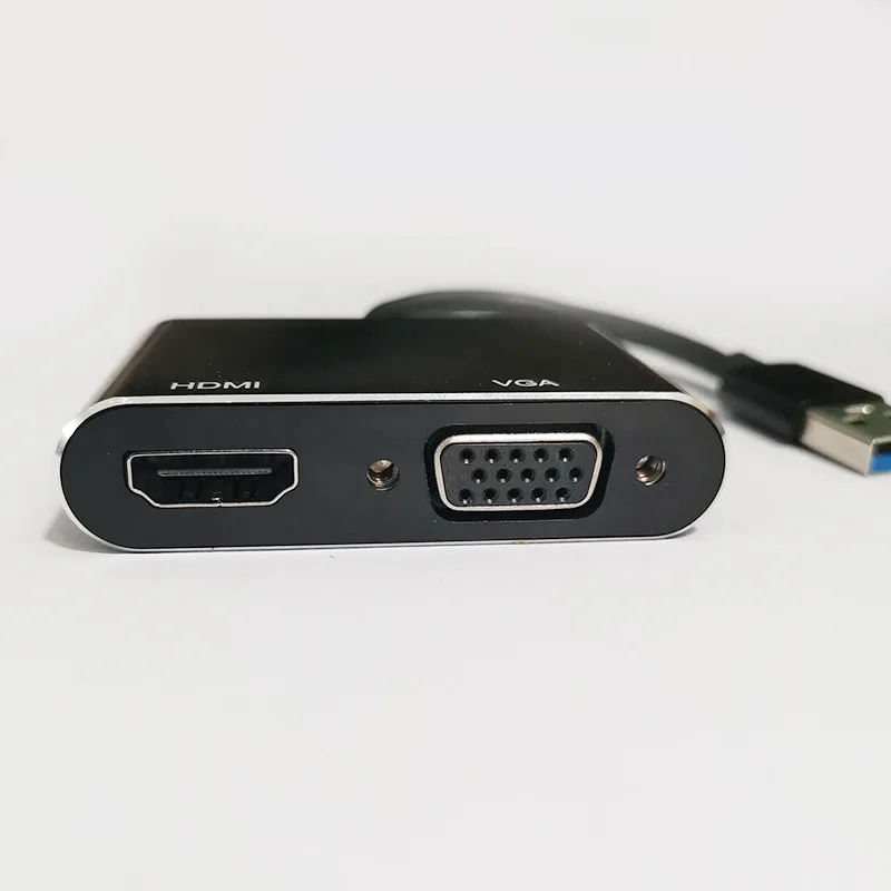 USB3.0 To HDMI-compatible VGA Converter 2 In 1 1080p HD Multi-Display USB To HDMI-compatible Converter for XP/Windows