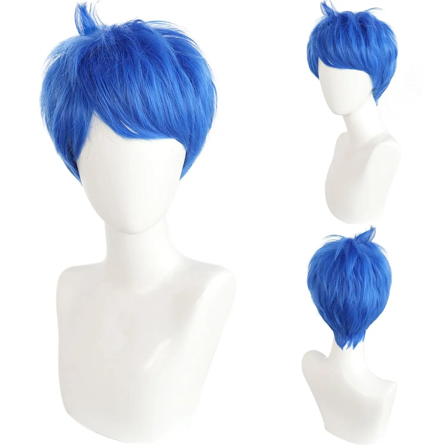 Inside Out Cosplay Wig Joy Blue Short Hair Straight Hair with Bangs for Women Anime Cos Perfect for Halloween Party