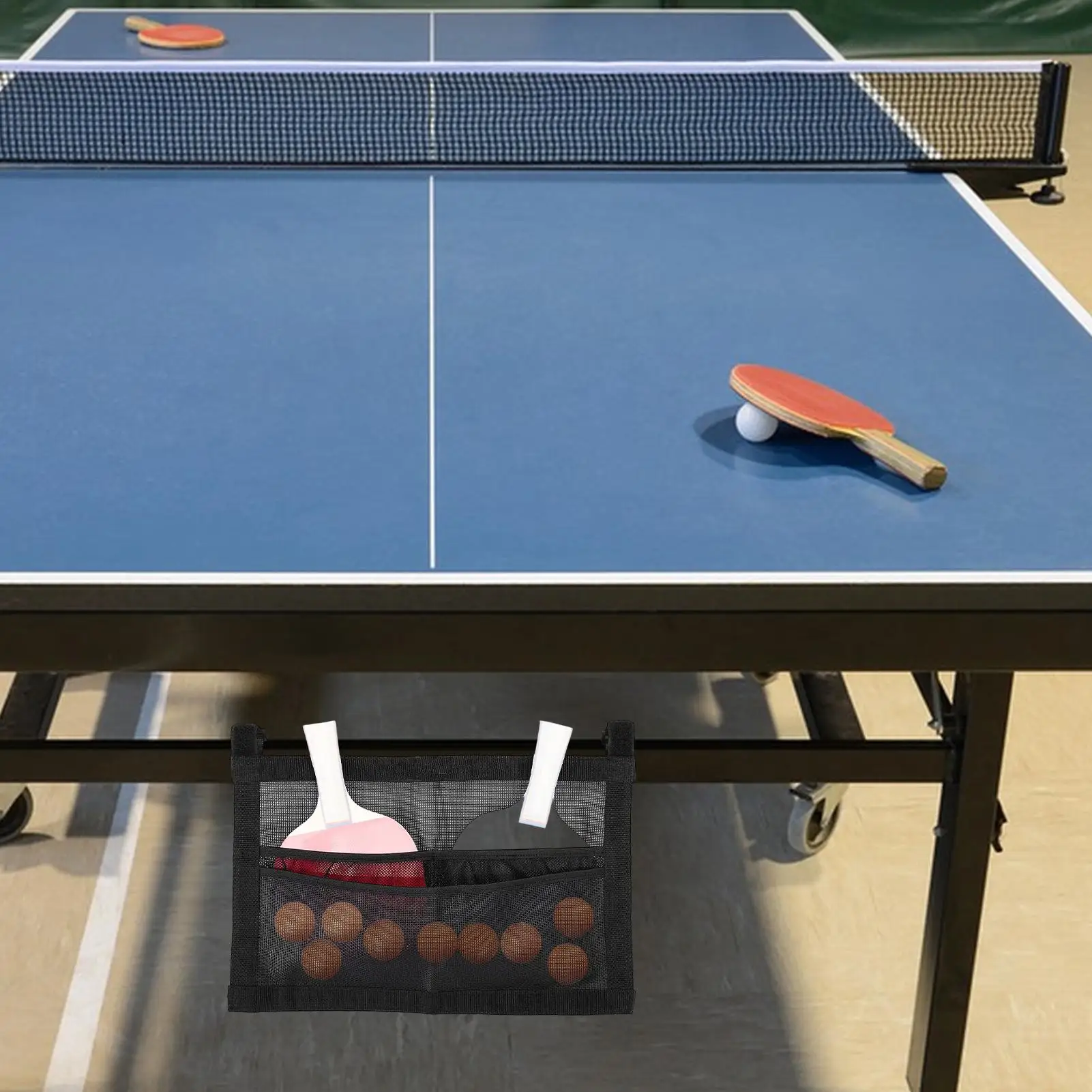

Table Tennis Paddle Case Large Capacity Divided Mesh Table Tennis Storage Pouch with Straps for Home Gym Game Room Wall Desk