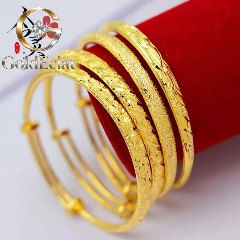 

GoldEclat Luxury 24K 9999 Pure Gold real gold Women's Push-Pull Bracelet Stars Meteor Shower Dragon and Phoenix Bracelet
