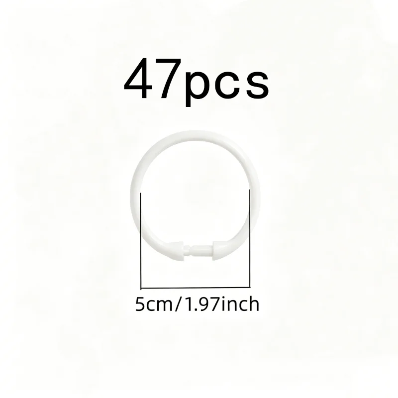 47 pcs Transparent Bath Rings, Home Bath Area, Easy Snap-On Closure, Smooth Glide Design, Multipurpose