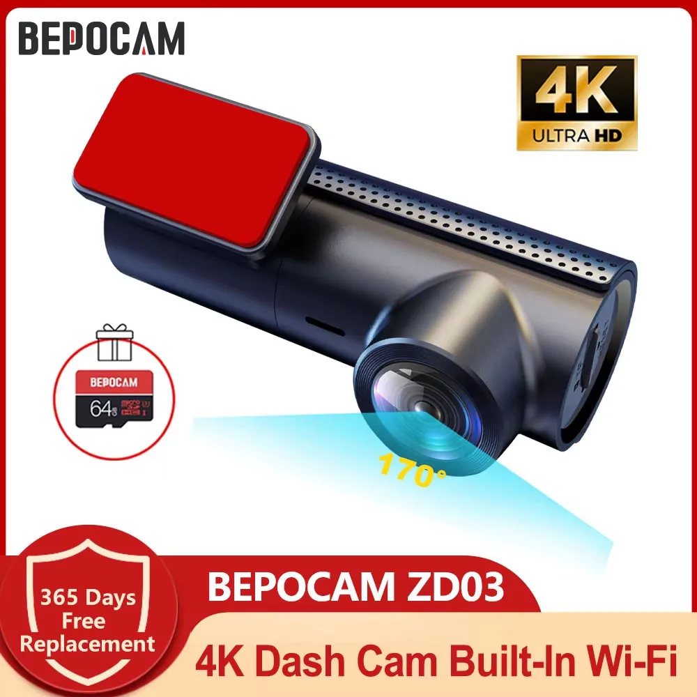 

BEPOCAM ZD03 Car DVR 4K Dash Cam for Cars Camera With WiFi &APP Control G-sensor Emergency Record Parking Monitor Loop Recording