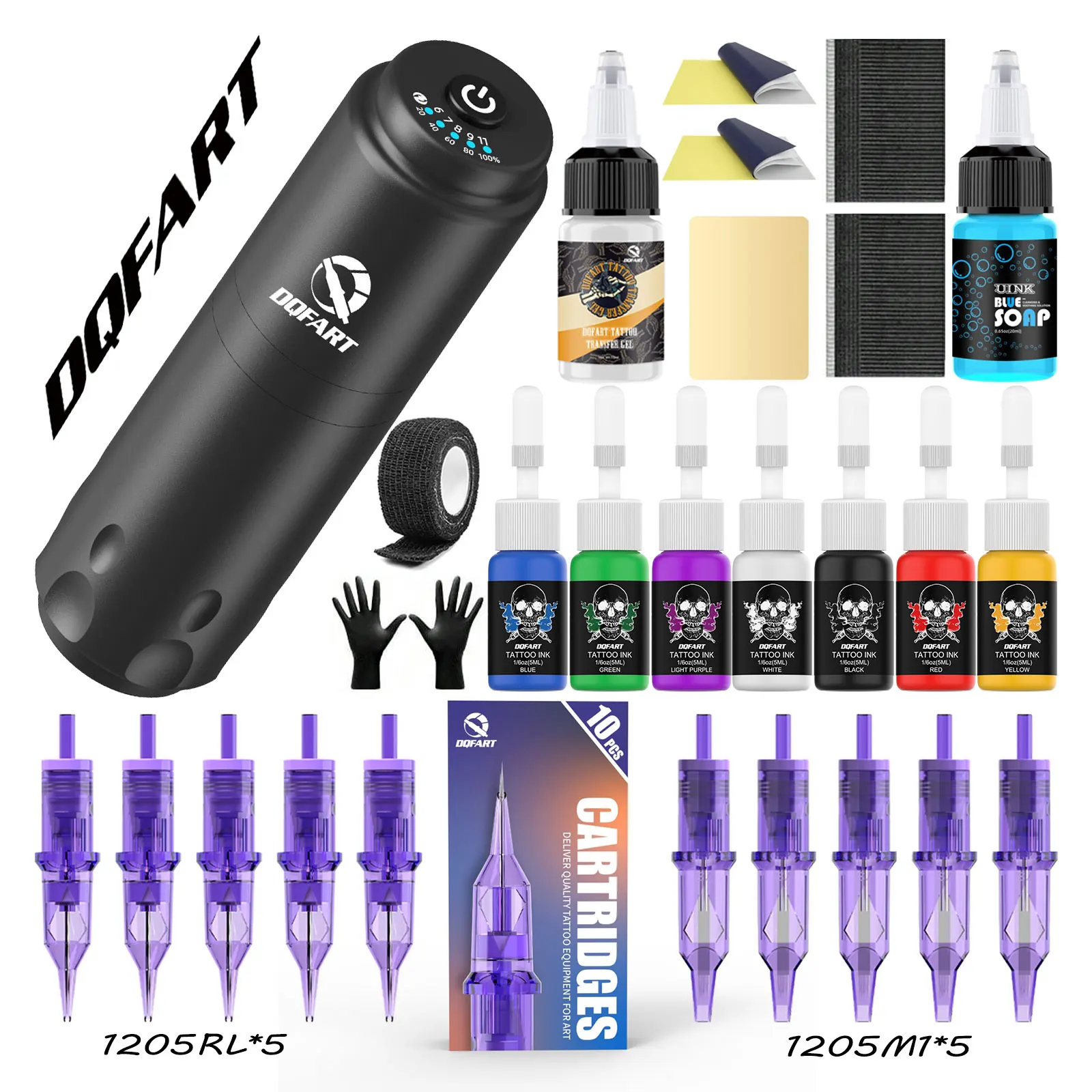 

Набор для татуировки DQFART Cool Tattoo Pen Kit для перманентного макияжа Набор тату-машин Беспроводной источник питания для татуировки Набор тату-пистолета