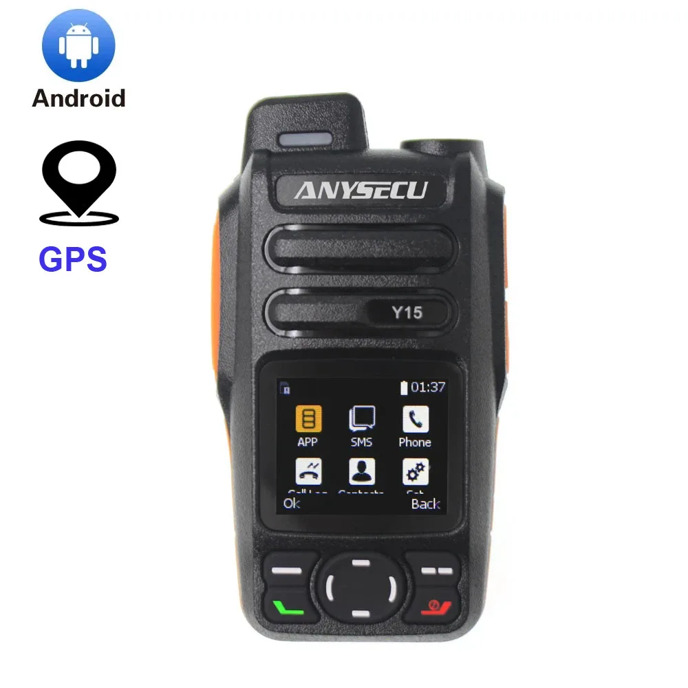 Anysecu y15 android 5.1 4g rede rádio lte/wcdma/gsm poc walkie talkie compatível com zello ou real-ptt