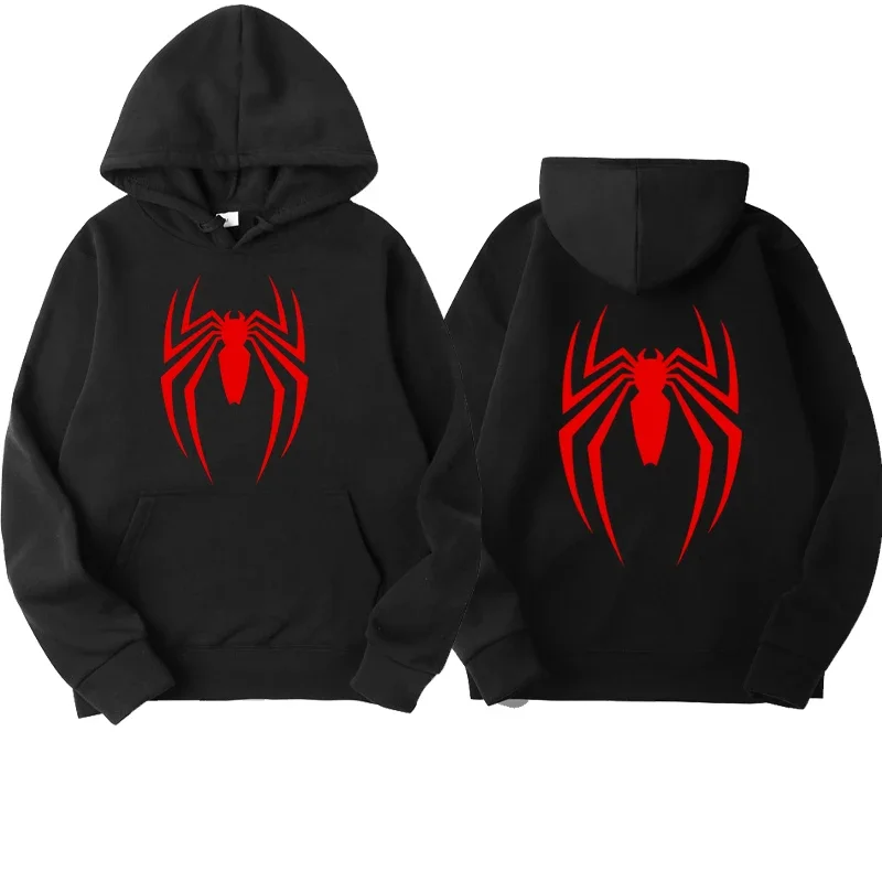 Automne et hiver nouveau sweat à capuche pour hommes mode de rue imprimé araignée sweat polaire décontracté amusant sweat à capuche ample Spiderman haut pour hommes