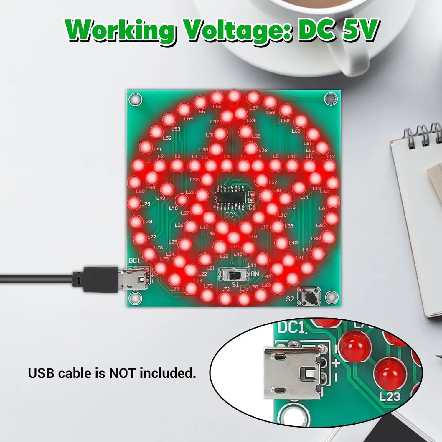 DIY Electronic Kit LED Circular Star Pentagram Water Light Soldering Project Practice Component Welding Skill Student STEM Train