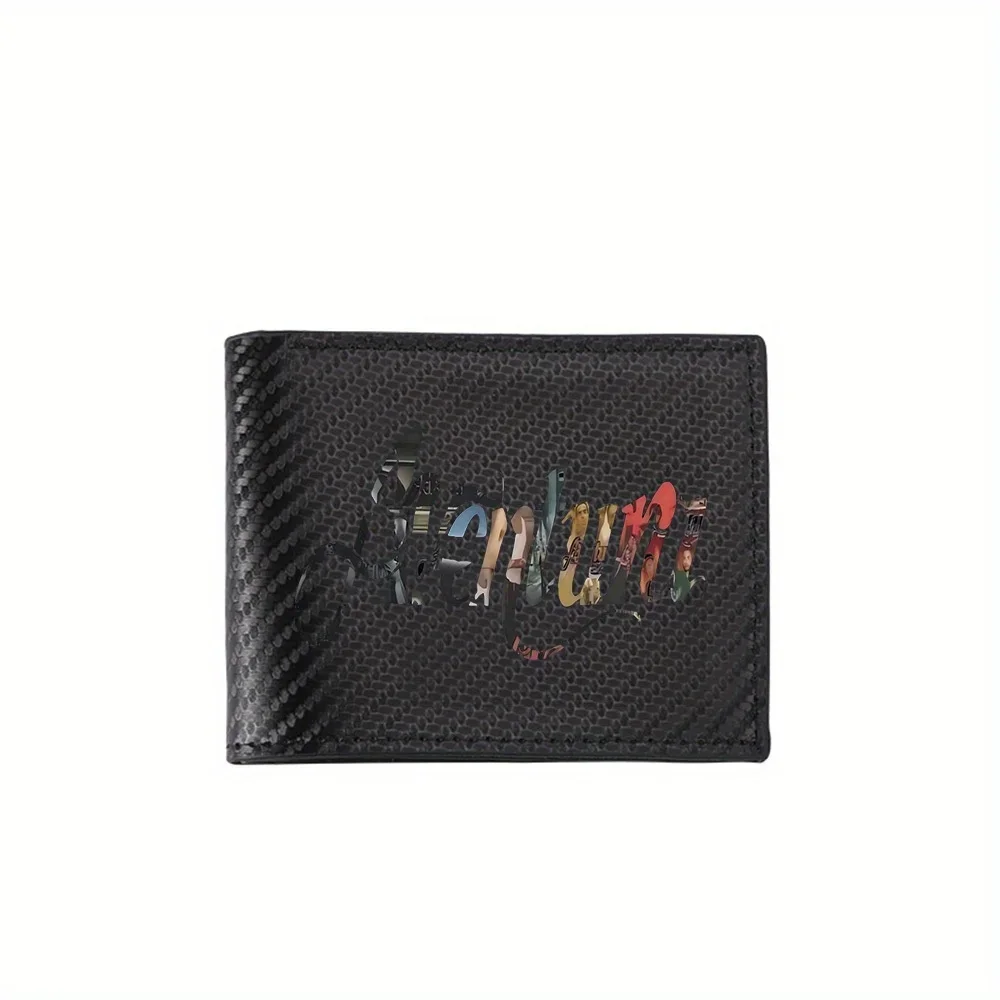 Unique artistic image with text Men's Wallets Simple Business Modern Stylish Printing Design Gifts For Father Boyfriend Christma