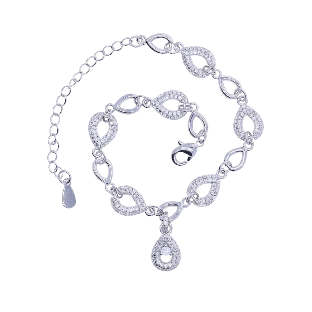 Full Cubic Zircon Necklace Wedding Accessories Simple Water Drop Pendant Chokers Bridal Marriage Collarbone Chain Neck Jewelry