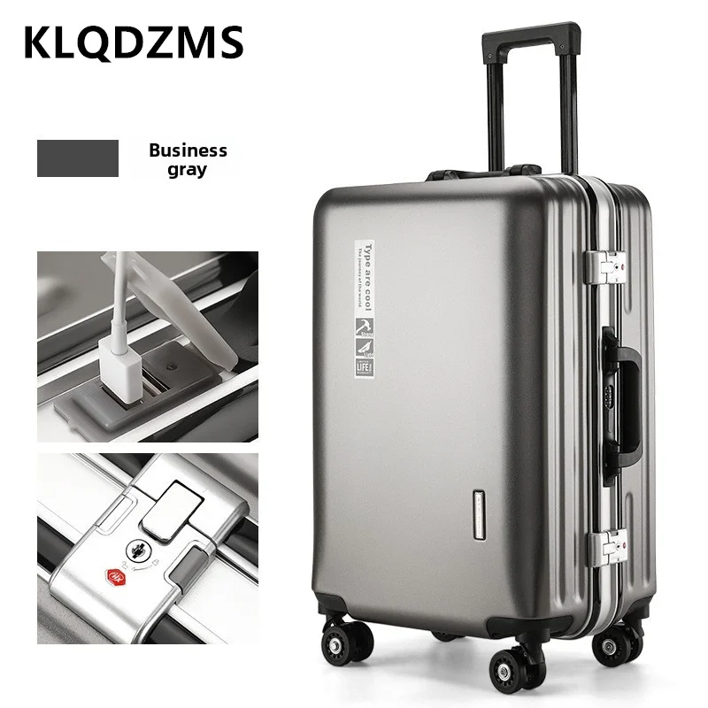 KLQDZMS Business Suitcase Aluminum Frame Boarding Box Large Capacity Trolley Case Women's 20