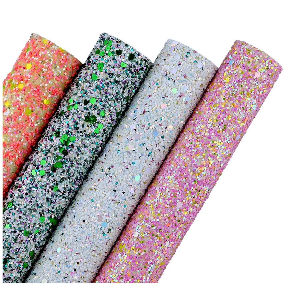 30x134cm Roll Mix Chunky Glitter Fabric Faux Synthetic Leather For Hair Bows Earring Project DIY Sawing Materials  AY200