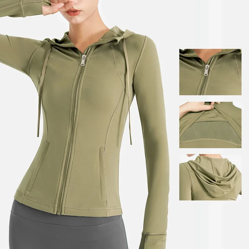 

Autumn Winter Sport Jacket Women Quick Dry Fitness Gym Jacket Windbreaker Running Hoodies Long Sleeve Yoga Shirts Top Sportswear