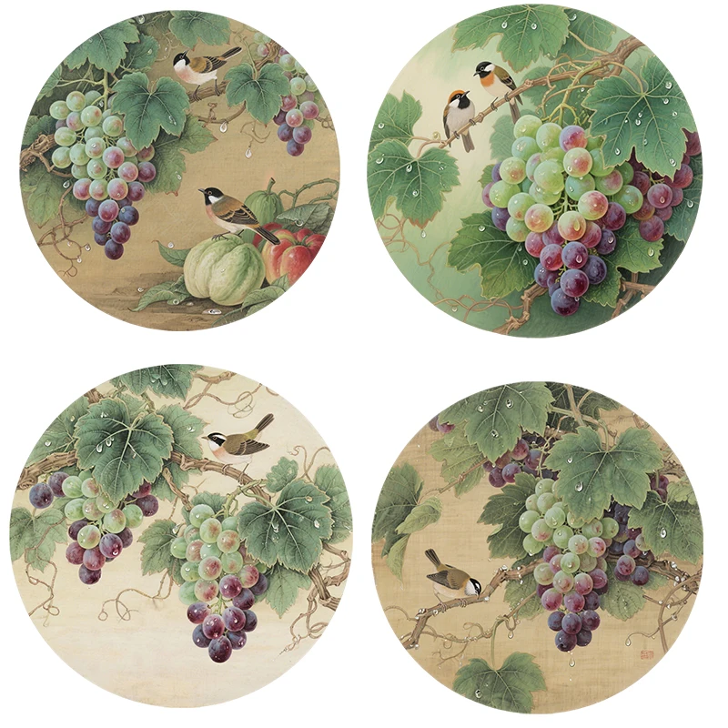 Three Ratels CEE83 Beautiful grapes and birds Artistic wall stickers for home decoration