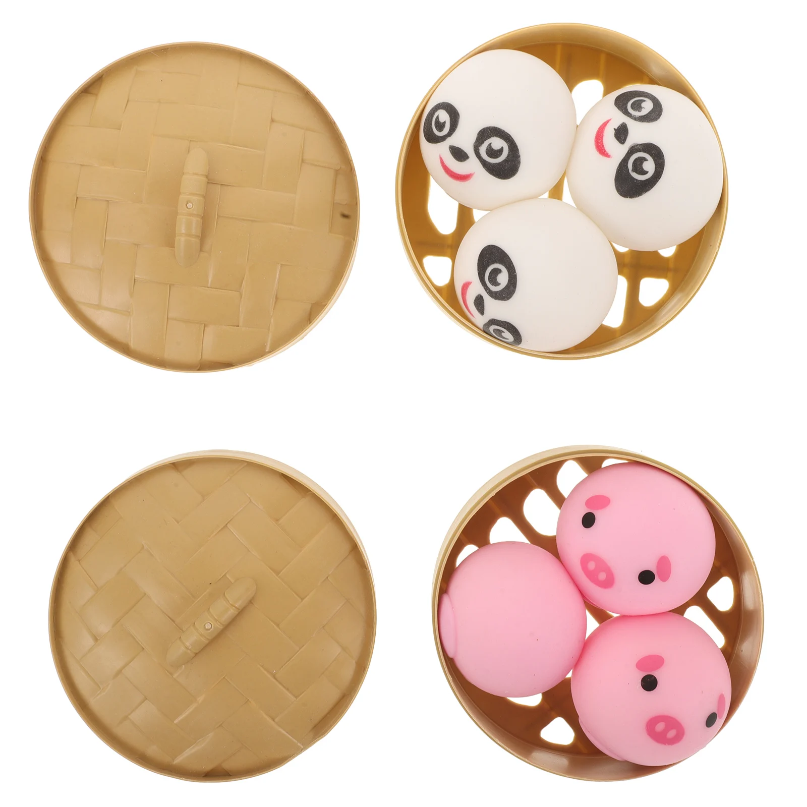 2 set Squishy Bun Realistic Steamed Bao Squeeze Stress Relief Sensory Fidget Decompression For Kids Adults Party Gift
