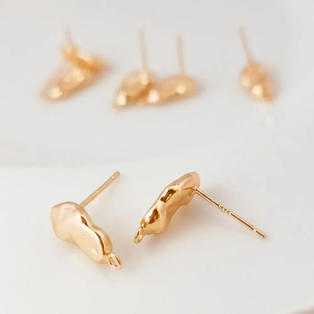 

14K Gold-plated Irregular Footprints with Lifting Rings, S925 Silver Ear Needle Earrings, DIY Handmade Jewelry Accessories