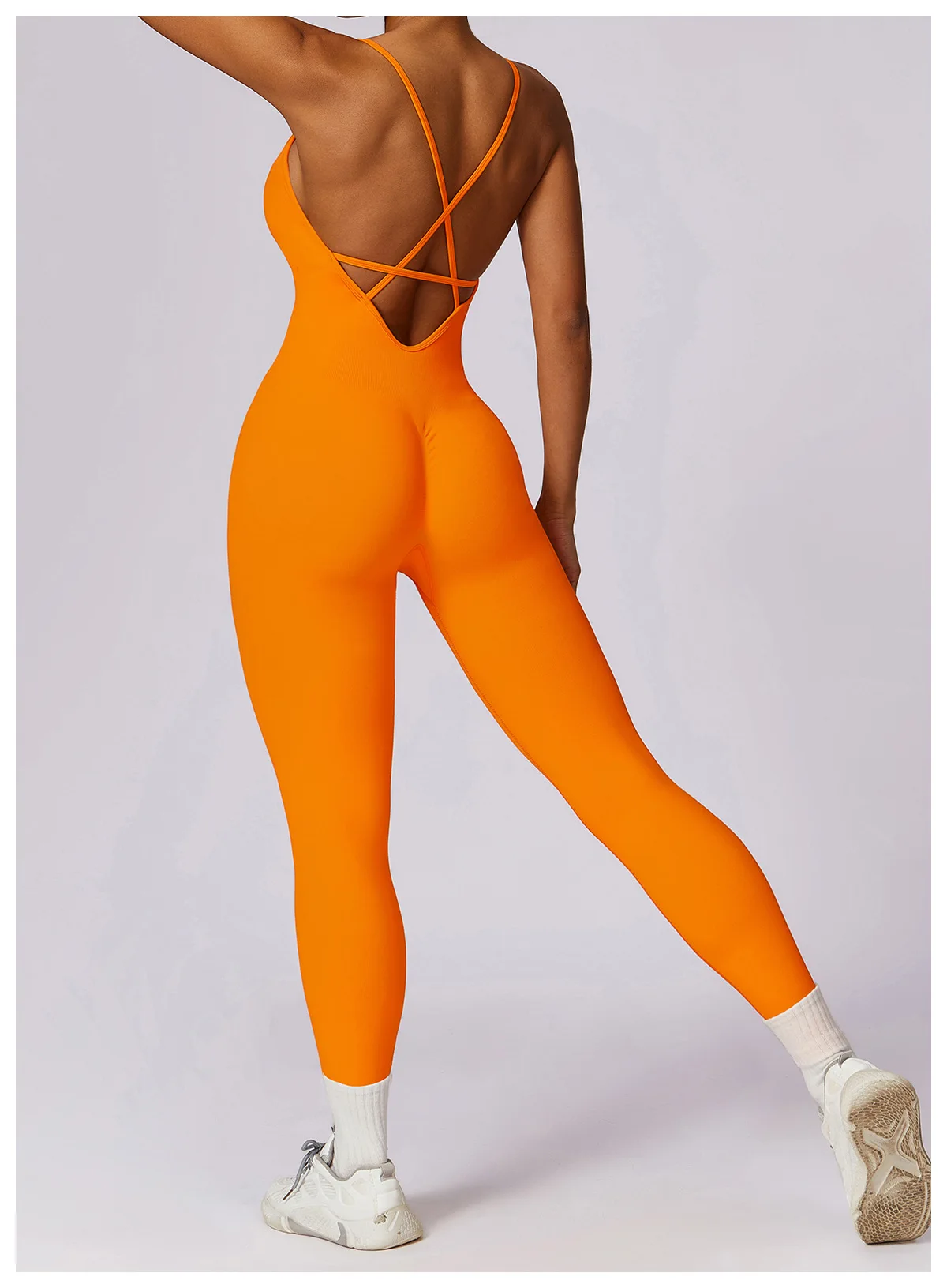 

Womens Workout Strappy Jumpsuits Seamless Padded V Neck Sleeveless Unitard Slim Fit Jumpsuits Yoga Romper Bodycon Bodysuits