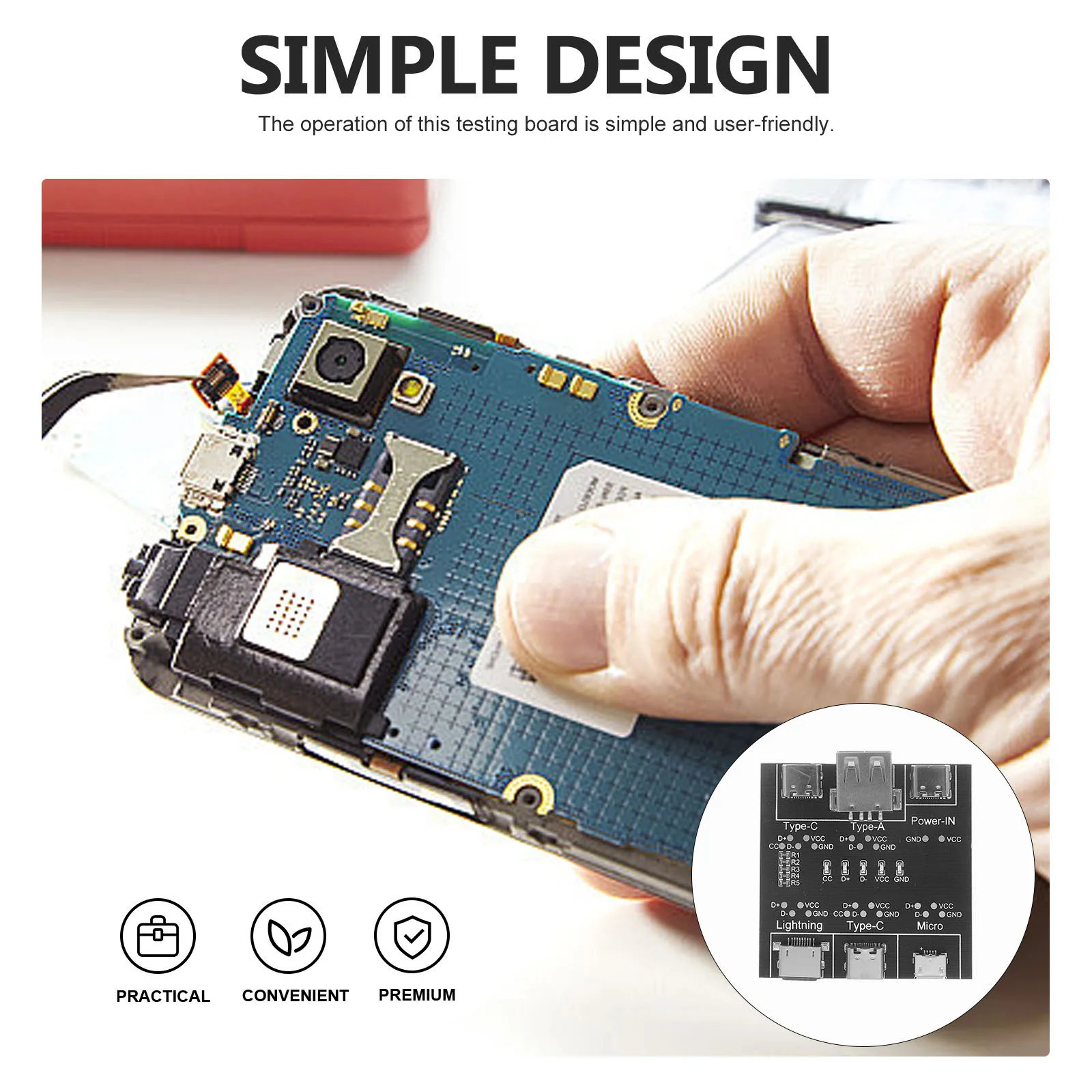 USB Cable Tester USB-C Cable Checker Data Line Test Board Efficient Short Circuit Detection Lightweight Portable Tester